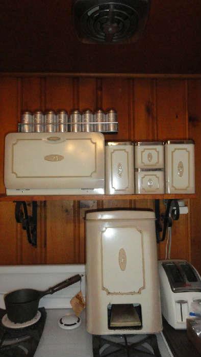 Vintage canister kitchen set, spice set