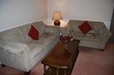 Sofa and Loveseat, coffee table, occasional table and lamp
