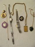 Gold Watch Rings Necklace w/ Diamonds