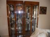 pair of handsome lighted display cabinets