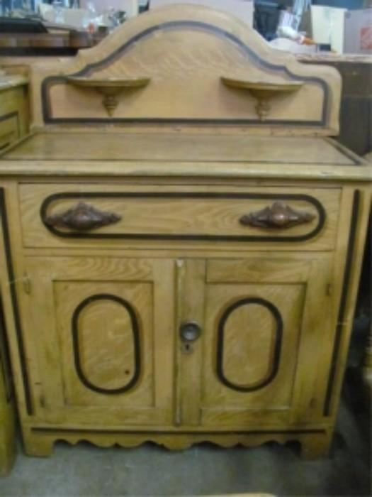 Stenciled Cottage Style Dry Sink Commode