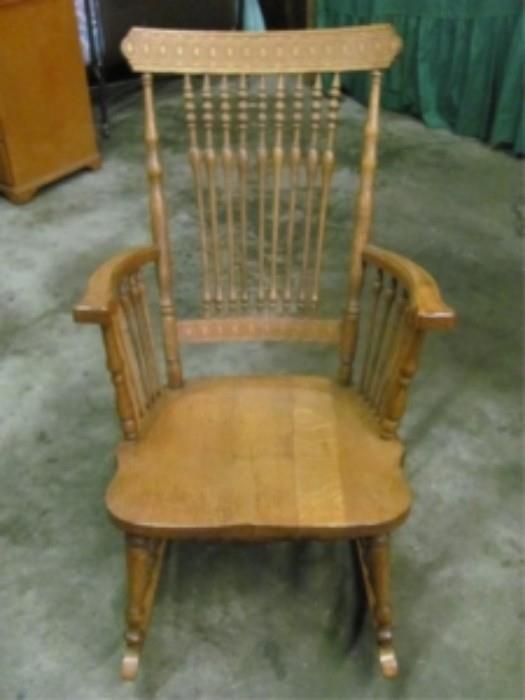 Pressed-Back Spindle Rocking Chair