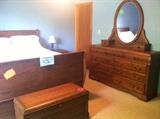 Black Hawk bedroom set  Cognac collection, Captain sleigh bed,W/steps  2 nightstands,Dresser, chest of drawers, and chest
