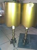 antique brass lamps, set of two