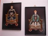 Pair of composition ancestor portraits usually portrayed as an emperor and empress. Approx 16" x 24"