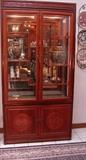 Rosewood curio cabinet with Long Life carved design for good luck