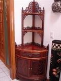 Unusual rosewood corner cabinet