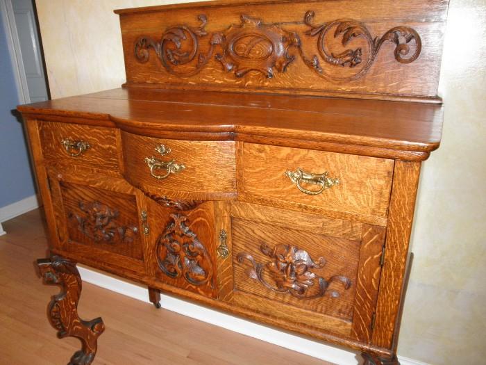 antique hand carved buffet, 1700,s