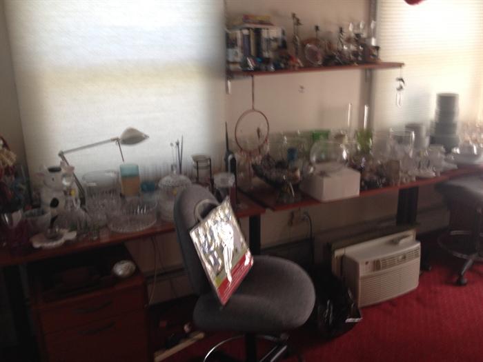 OFFICE FURNITURE, AIR CONDITIONER, CRYSTAL AND BRIC-A-BRAC