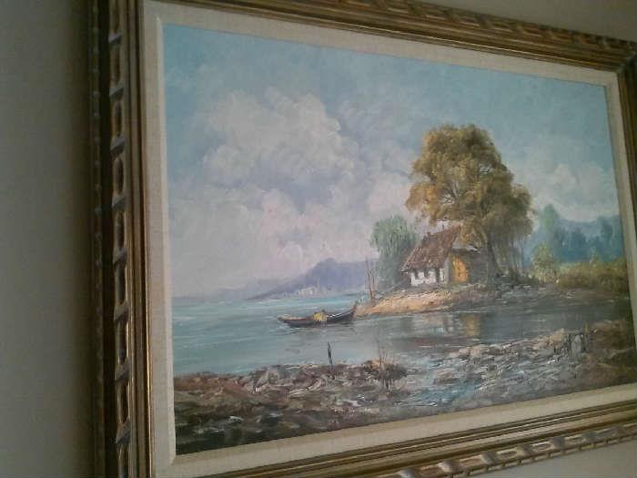 Oil painting signed by artist George Deaca.