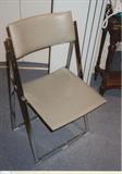 C-13 a&b&c ITAL CHR & GREY LEATHER FOLDING CHAIRS (20x20x33h)