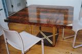 F-21 Ital.Mod. " SQUARE BURL GLDPL DINING TABLE"(47z47z29h)