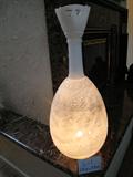 L-1 2p. EGYPTIAN DECO ALABASTER ACCENT LITESCULPTURE - Lg Ital pierced & hdcarved (15diax33h)