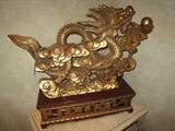 A-92 Chinese Lg gilt carving; "DRAGON" (27x8x23h)