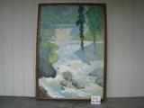 P-16 Capozzi- "VERT. RAPIDS" oil/cnvs (frmd 32wx45h)