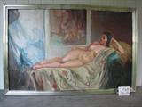 P-68 Sottile "ODALISQUE" Lg. Ital. oil on canvas framed (56wx37h)