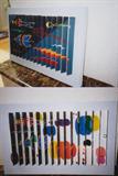 P-129 "ARROWS & BALLOONS" POLYMORPHIC PAINTING" Oil on Wood (29"w x 4"d x 18"h.o.a.)