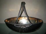 A-9 Ital. Silverplated - "CESTO CORDED BASKET" Lg Centerpiece (17x12x13h)