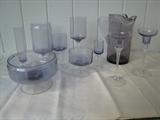 A-17 Vintage VENETIAN STEMWARE (4p. service 10 + Service & Pitcher) "Amethyst Twist"