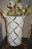 A-59 Ital. "Lg LATTICE VASE" -lime/l8k.gld/white porcelain (10diax13h)