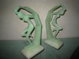 A-98 Ital.Alabaster - "PR DECO SWIMMERS" jade Figurines (6x4x14h)
