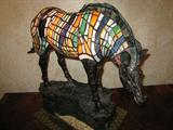 L-8 "LG ZEBRA ILLUM. ARTGLASS SCULPTURE"- Bronze /st.glass (25x8x23"h)