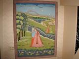P-110 Indian- "FRIENDSHIP GARDEN" Hdptd Silk/Uphol Board (34wx45"h)