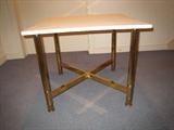 T-31 "SQ.ENDTABLE X BASE"- pol.brass / wood subtop (26x26x22h)