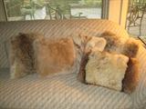 A-205 (5)Gen.FUR/LEATHER- DOWN THROW PILLOWS