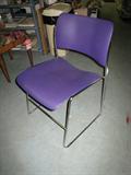C-23 "VINTAGE 60's" SET 12 STACKING STEEL/CHROME SIDECHAIRS (19WX18DX30H) with STEEL TROLLEY STAND (grape/taupe/black)