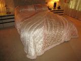 A-206+206b -CUSTOM satin REVERSIBLE QUEEN SPREAD/KING COVERLET - with 2-KG BEDPILLOWS (108WX104H)