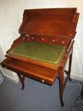 T-20 ART NOUVEAU FLIPTOP DESK - inl.walnut top- (26wx18dx35h)