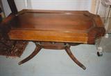 T-50 Antq. Mini Duncan Phyfe COFFEETABLE-
Mahogany w/laminated leather