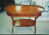 T-1c (Colombo) 2TIER FR. OCC.TABLE- RswdMarquetry/Brz (37wx15dx24h)