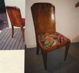 F-1 ANTQ. ARTDECO Set 4 SIDECHAIRS - lg,Burlwd (new Fruit Tapestry Seats) (22x20x38h)
(see F-2 Dining Table)