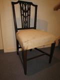 C-10 ANTIQUE SHERATON SIDECHAIR - Mahogany / Muslin (21x21x38h)