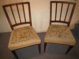 F-17a&b (London Antiq) c,1710 SHERATON SIDECHAIRS Mahogany/Satinwd Banded-*orig. horsehair needlept. seats* (20x20x36h)