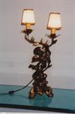 L-14 "ANGIOLINI TORCHIERE"-Ital.gilt carved 2 lt. w/mi nishades (12 x 25h)