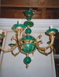 L-58 Ital.Florentine 6 lt. CHANDELIER "ADVENTURINE" ENAMELED PORCELAIN/DORE (26dia x 26-28h+)