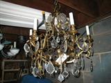 L-55 Ital.Vintage "VERSAILLES" 6lt CHANDELIER (fine)- Bronze/Cut Prism (22dia x 29h+)
