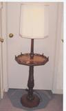 L-58 Antq.'40's MAHOGANY LAMPTABLE w/SHADE (18diax57h)