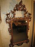 M-9 It.Imp.- LG ROCOCCO VERT. MIRROR carved gilt (fine) 35wx61h)