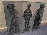P-112 ENGLISH ZINCPLATE from MEDIEVAL RUBBINGS - "Sr. Peyton & Two Wives"- on BoardPlacque (25"wx21"h)