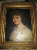 P-15 ANTIQUE/ANONYMOUS OIL on CANVAS - "PORTRAIT of an ARISTOCRATIC LADY" (21x26"h canvas)