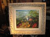 P-43 P.Cleary - "TROPICAL FRUIT" oil on board frmd (38wx34h)