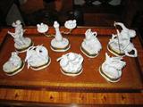 A-78 Mangani Porcel -"8 of ZODIAC SERIES" white/f.malachite/goldpl. (5"x4"x5"-9"h)