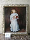 P-72 P. Rogers - "GIRL WITH DOLL" oil/canvas (Frmed: 25wx29"h)
