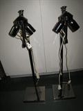 Pr. Ant.Nickel LAMP BASES (9wx7dx32h) - 2-lite -(add your own sculptures!)