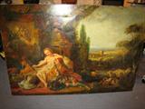 Italian PASTORAL SCENE - Oil on Canvas - (59wx40h) as is