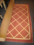 Hdmade looped/cut Wool 6x9 AREARUG -TRELLIS Ivory on CoralRose